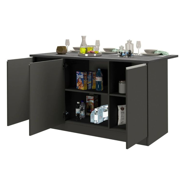 Isola cucina minimal con ante 155x90x90h cm antracite e ardesia - Tartaro