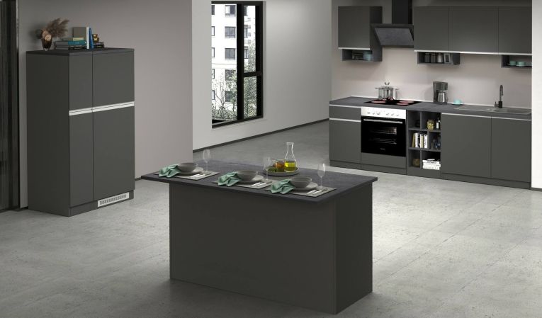 Isola cucina minimal con ante 155x90x90h cm antracite e ardesia - Tartaro