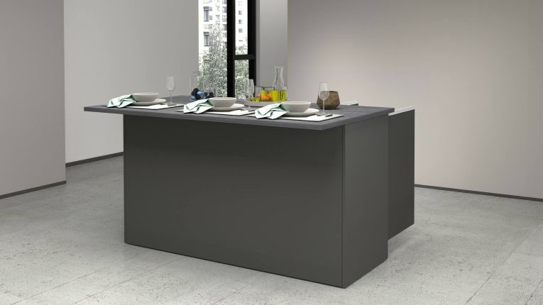 Isola cucina minimal con ante 155x90x90h cm antracite e ardesia - Tartaro