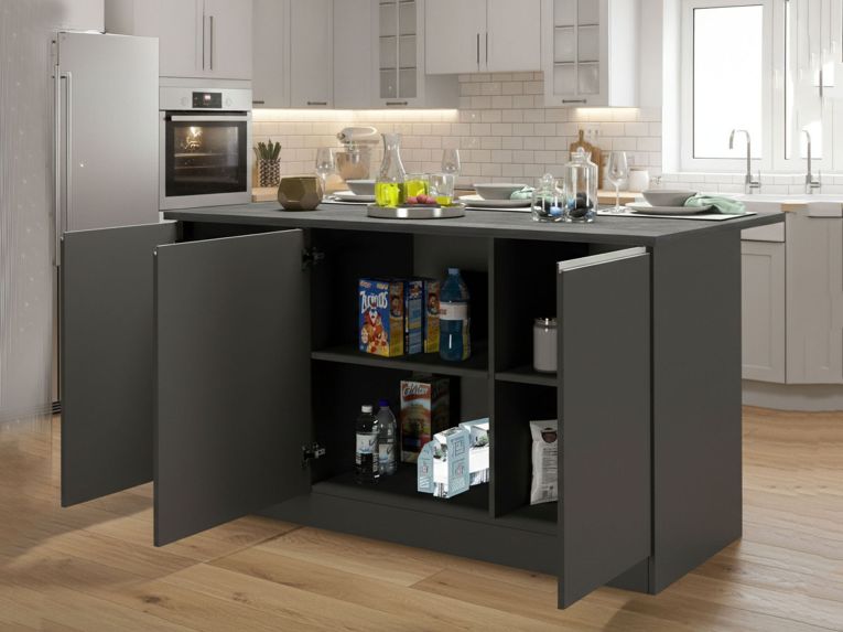 Isola cucina minimal con ante 155x90x90h cm antracite e ardesia - Tartaro