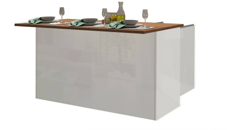 Isola cucina salvaspazio con ripiani 155x90x90h cm bianca lucida e rovere - Tartaro
