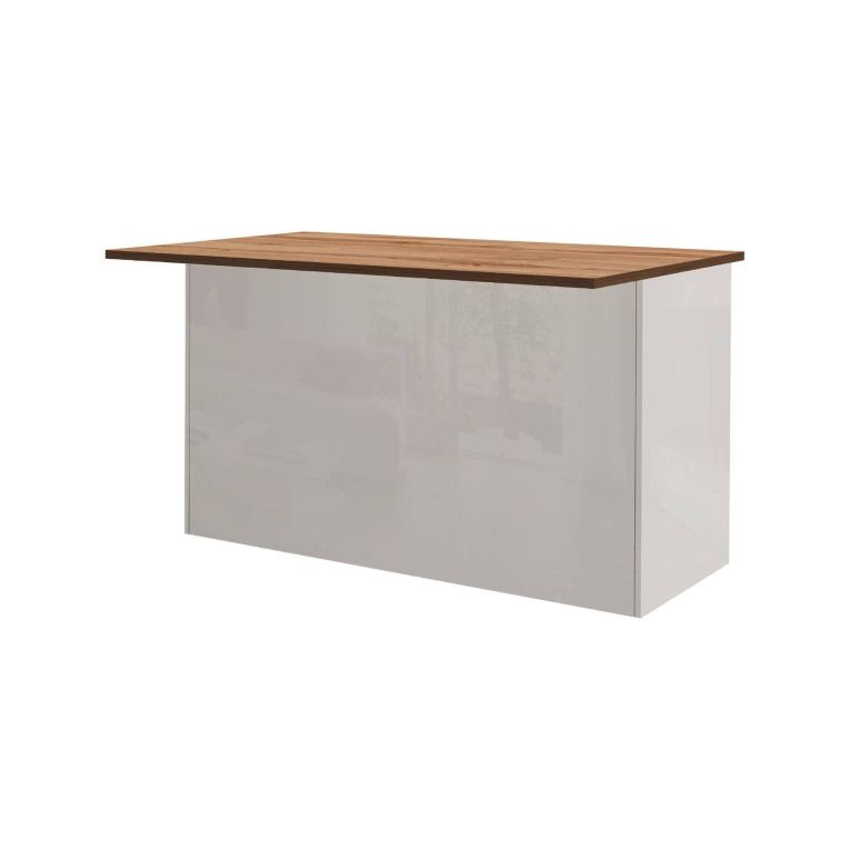 Isola cucina salvaspazio con ripiani 155x90x90h cm bianca lucida e rovere - Tartaro