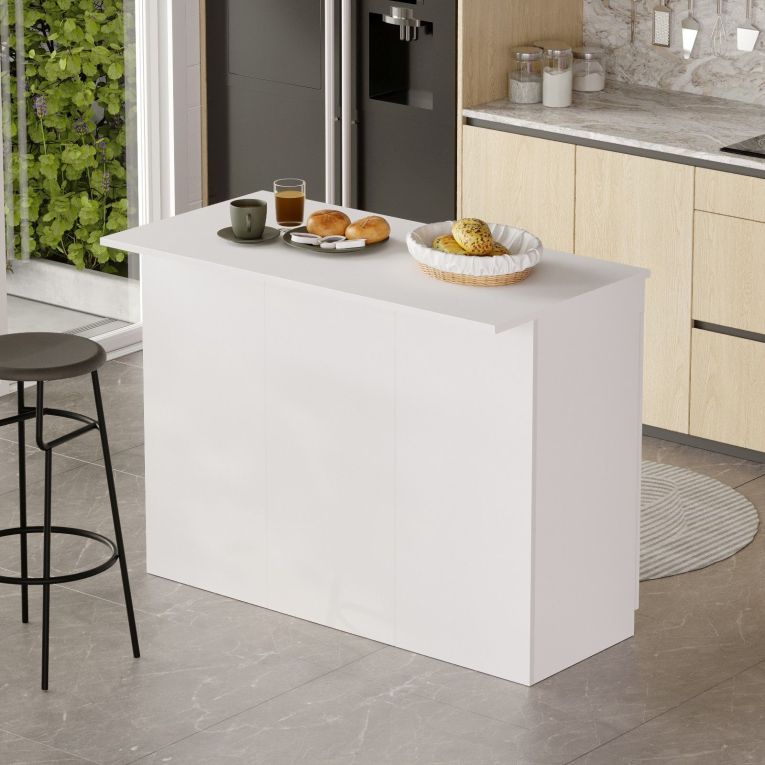 Isola da Cucina Bianco 2 Ripiani 2 Ante 120x60x88h cm, 4 Vani - Corsico
