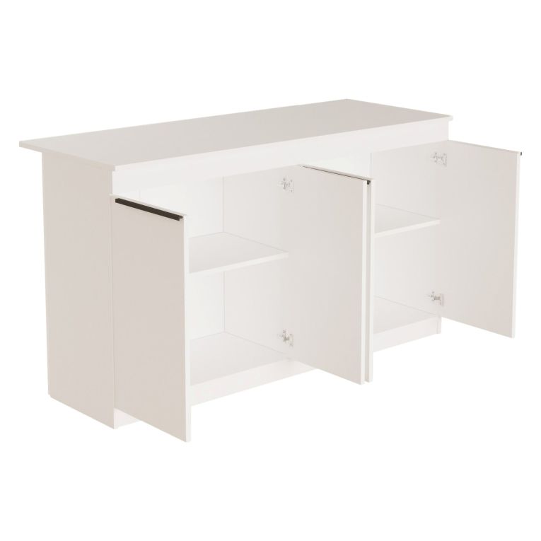 Isola da Cucina Bianco 2 Ripiani 4 Ante 160x60x90h cm, 4 Vani - Oviglio