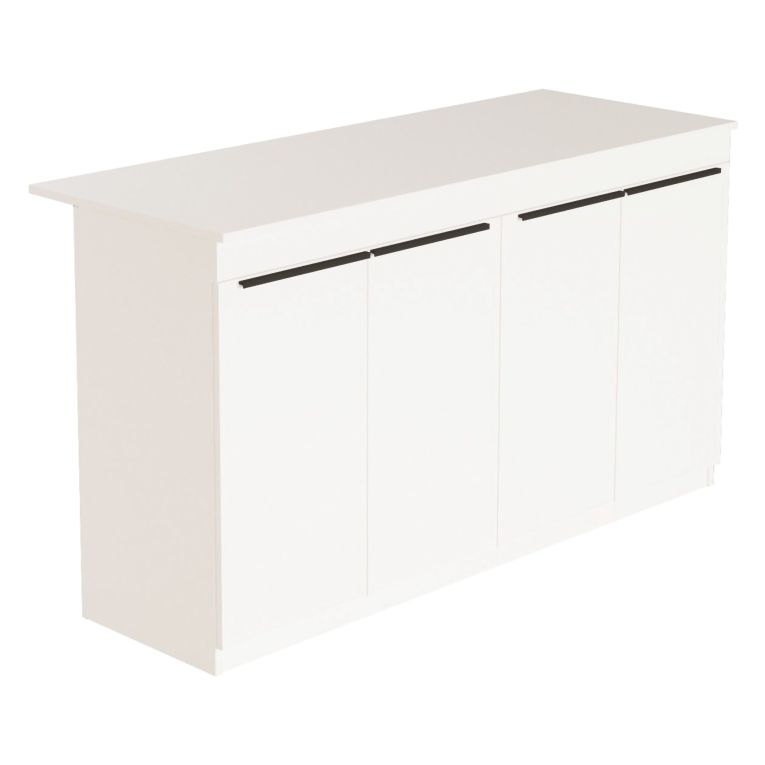 Isola da Cucina Bianco 2 Ripiani 4 Ante 160x60x90h cm, 4 Vani - Oviglio