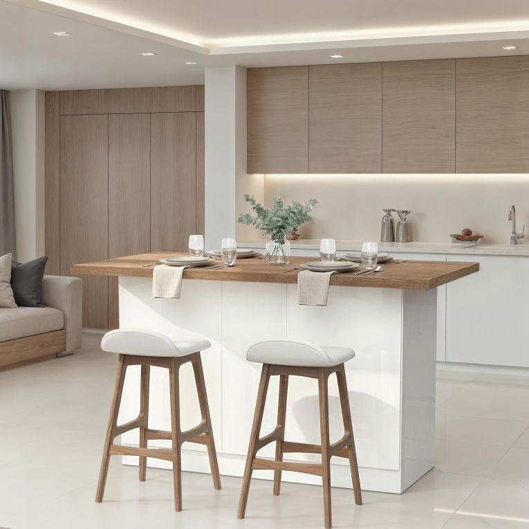 Isola da Cucina Bianco Lucido Marrone Noce 3 Ripiani 6 Vani 160x80x90h cm, 3 Ante Made in Italy - Migani