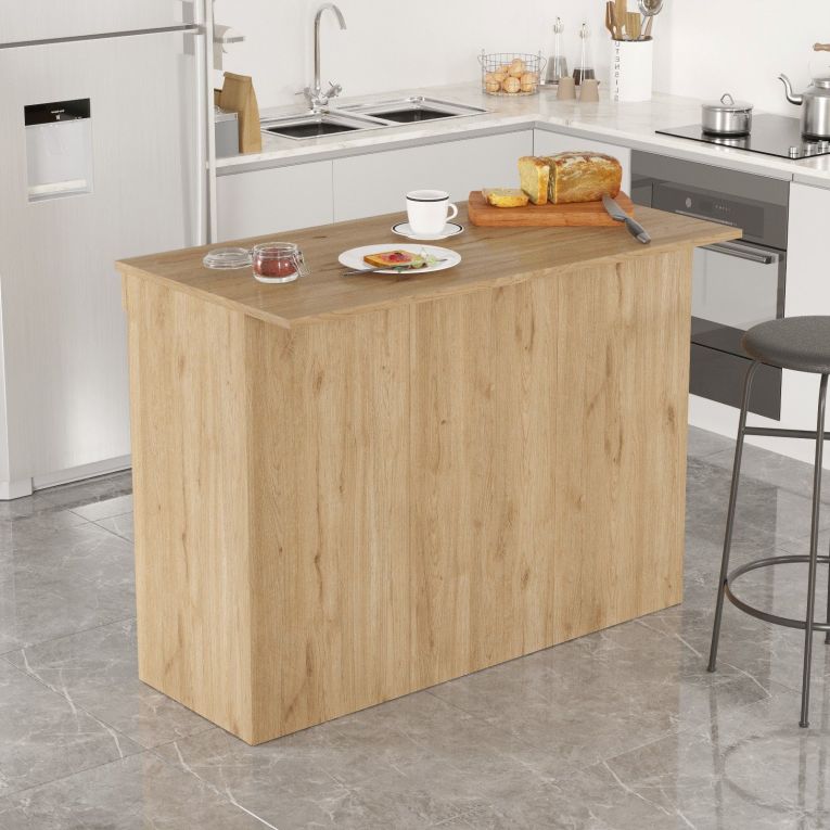 Isola da Cucina Marrone Rovere 2 Ripiani 4 Vani 120x60x88h cm, 2 Ante - Corsico