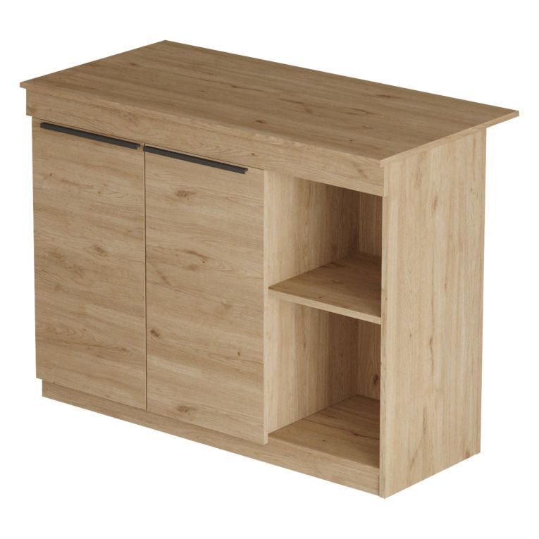 Isola da Cucina Marrone Rovere 2 Ripiani 4 Vani 120x60x88h cm, 2 Ante - Corsico