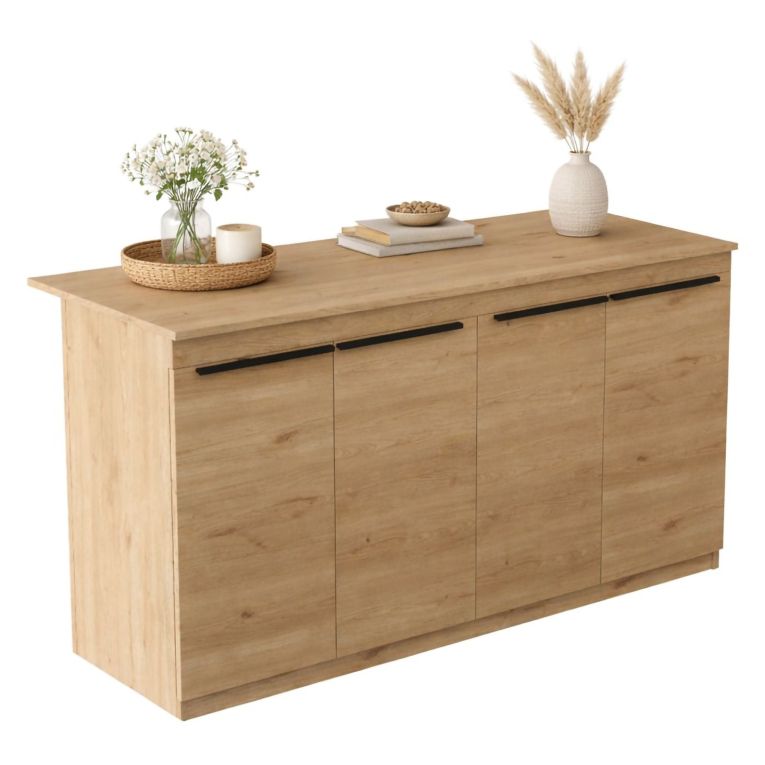 Isola da Cucina Marrone Rovere 2 Ripiani 4 Vani 160x60x90h cm, 4 Ante - Fossalto