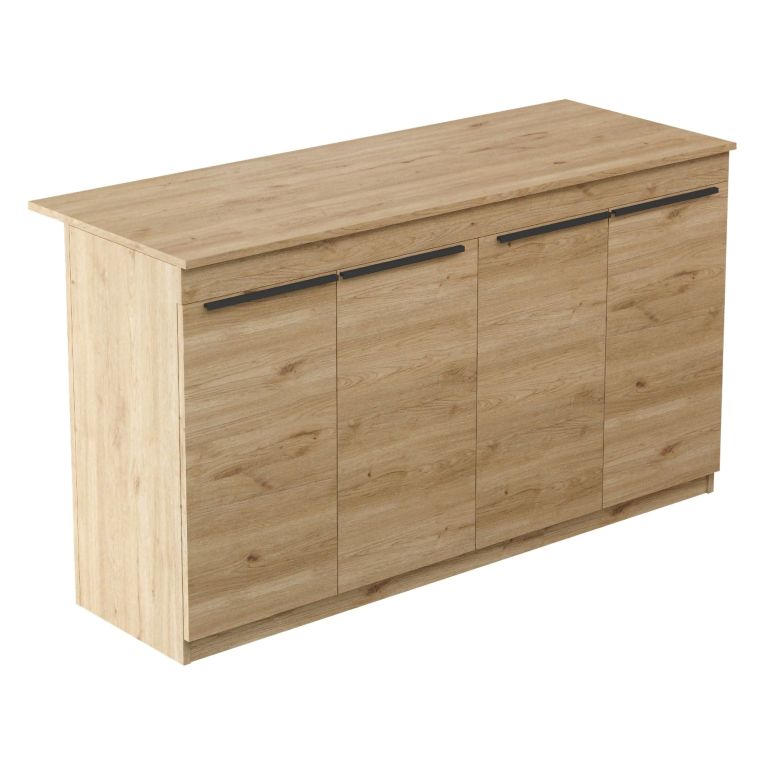 Isola da Cucina Marrone Rovere 2 Ripiani 4 Vani 160x60x90h cm, 4 Ante - Fossalto