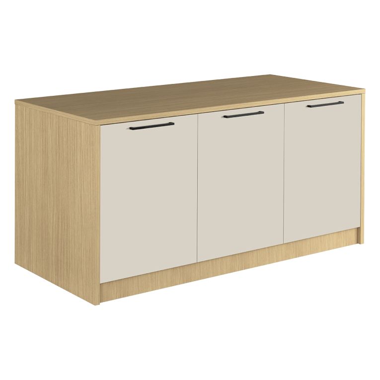 Isola da Cucina Marrone Rovere Beige Cashmere 2 Ripiani 4 Vani 170x80x90h cm, 3 Ante Made in Italy - Mapalesi
