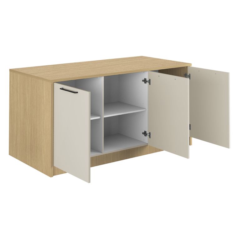 Isola da Cucina Marrone Rovere Beige Cashmere 2 Ripiani 4 Vani 170x80x90h cm, 3 Ante Made in Italy - Mapalesi