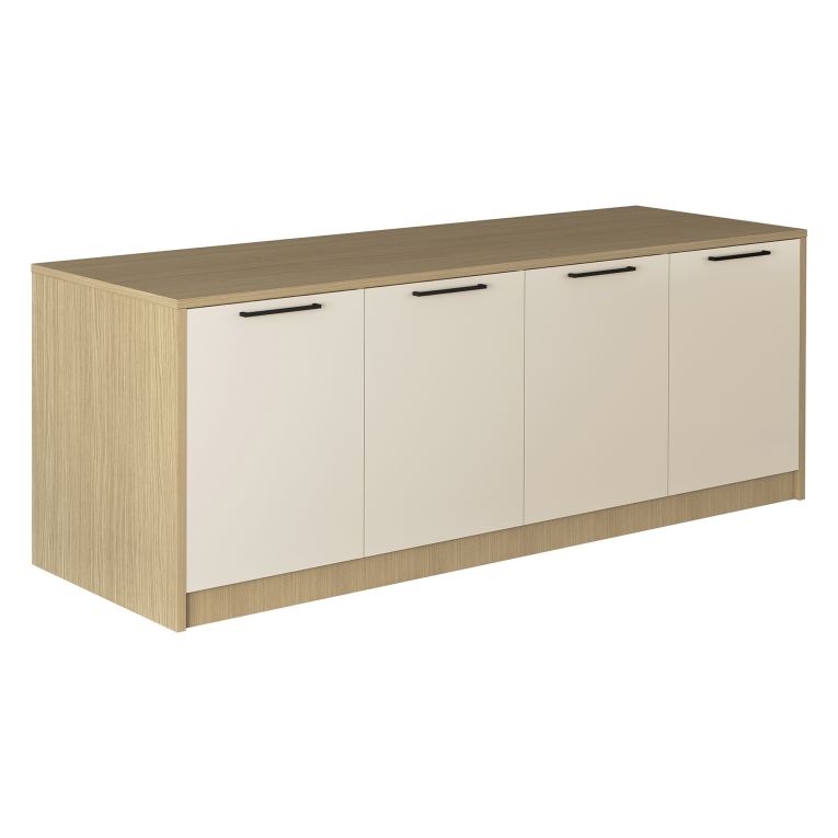 Isola da Cucina Marrone Rovere Beige Cashmere 2 Ripiani 4 Vani 225x80x90h cm, 4 Ante Made in Italy - Mapana
