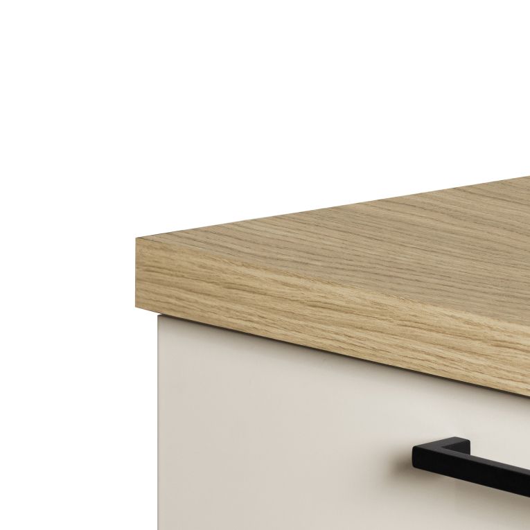 Isola da Cucina Marrone Rovere Beige Cashmere 2 Ripiani 4 Vani 225x80x90h cm, 4 Ante Made in Italy - Mapana