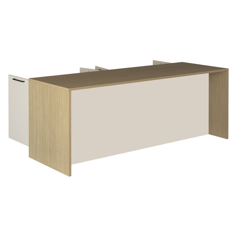 Isola da Cucina Marrone Rovere Beige Cashmere 2 Ripiani 4 Vani 225x80x90h cm, 4 Ante Made in Italy - Mapana