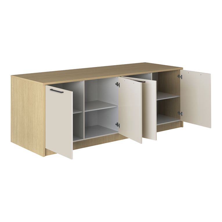 Isola da Cucina Marrone Rovere Beige Cashmere 2 Ripiani 4 Vani 225x80x90h cm, 4 Ante Made in Italy - Mapana