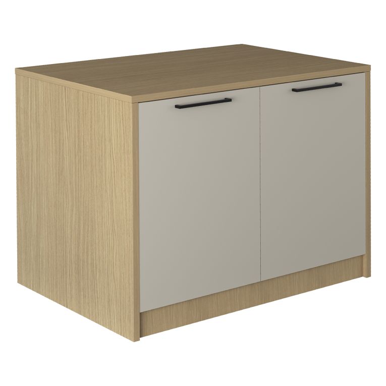 Isola da Cucina Marrone Rovere Beige Cashmere un Ripiano 2 Vani 115x80x90h cm, 2 Ante Made in Italy - Manotere