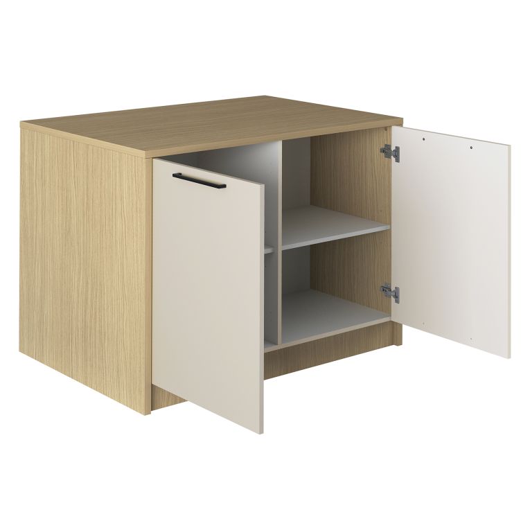 Isola da Cucina Marrone Rovere Beige Cashmere un Ripiano 2 Vani 115x80x90h cm, 2 Ante Made in Italy - Manotere