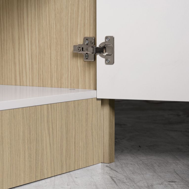 Isola da Cucina Marrone Rovere Bianco Lucido 2 Ripiani 4 Vani 170x80x90h cm, 3 Ante Made in Italy - Mapalesi