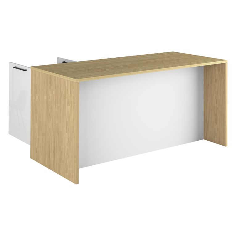 Isola da Cucina Marrone Rovere Bianco Lucido 2 Ripiani 4 Vani 170x80x90h cm, 3 Ante Made in Italy - Mapalesi
