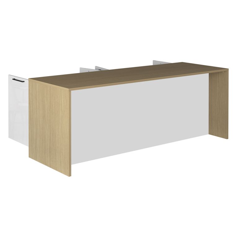 Isola da Cucina Marrone Rovere Bianco Lucido 2 Ripiani 4 Vani 225x80x90h cm, 4 Ante Made in Italy - Mapana