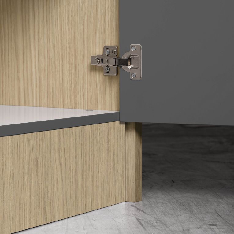 Isola da Cucina Marrone Rovere Nero Antracite 2 Ripiani 4 Vani 170x80x90h cm, 3 Ante Made in Italy - Mapalesi