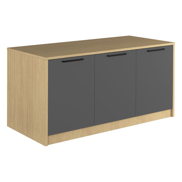 Isola da Cucina Marrone Rovere Nero Antracite 2 Ripiani 4 Vani 170x80x90h cm, 3 Ante Made in Italy - Mapalesi