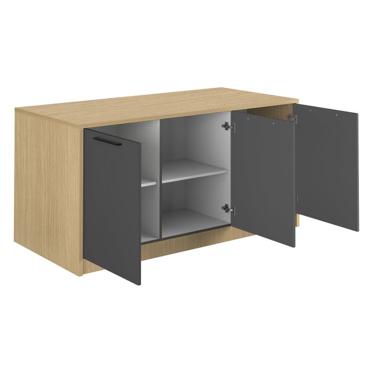 Isola da Cucina Marrone Rovere Nero Antracite 2 Ripiani 4 Vani 170x80x90h cm, 3 Ante Made in Italy - Mapalesi
