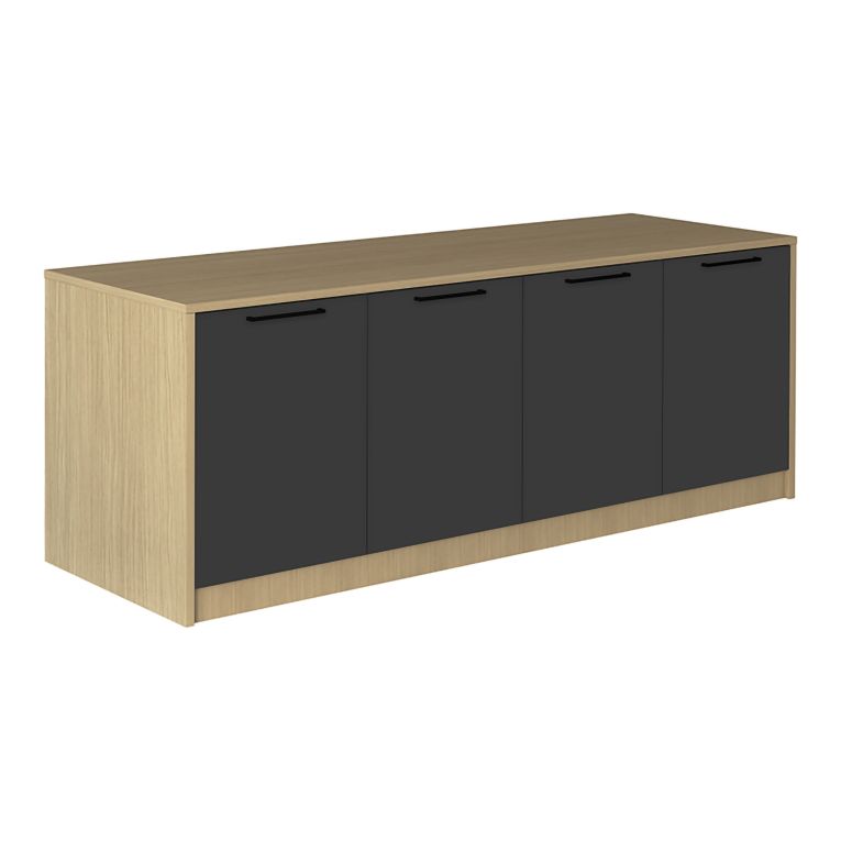 Isola da Cucina Marrone Rovere Nero Antracite 2 Ripiani 4 Vani 225x80x90h cm, 4 Ante Made in Italy - Mapana