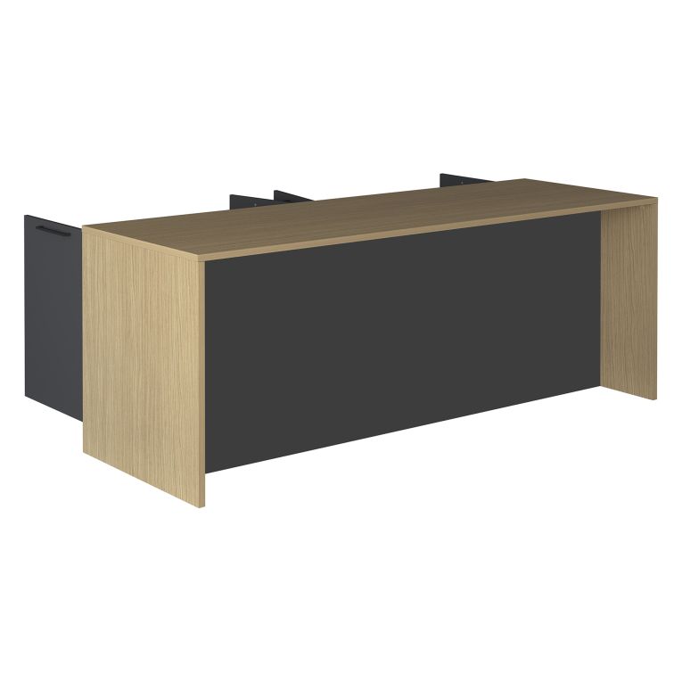Isola da Cucina Marrone Rovere Nero Antracite 2 Ripiani 4 Vani 225x80x90h cm, 4 Ante Made in Italy - Mapana