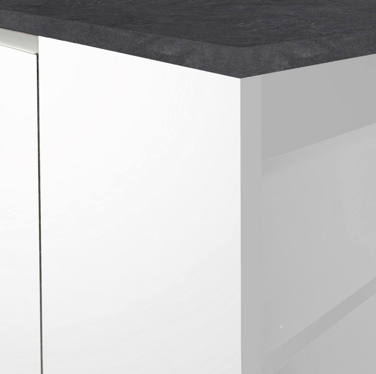 Isola per cucina moderna 155x90x90h cm bianca lucida e ardesia - Tartaro