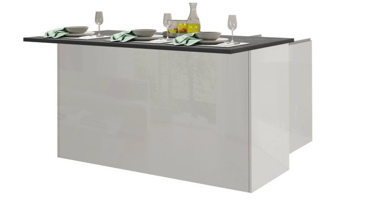 Isola per cucina moderna 155x90x90h cm bianca lucida e ardesia - Tartaro