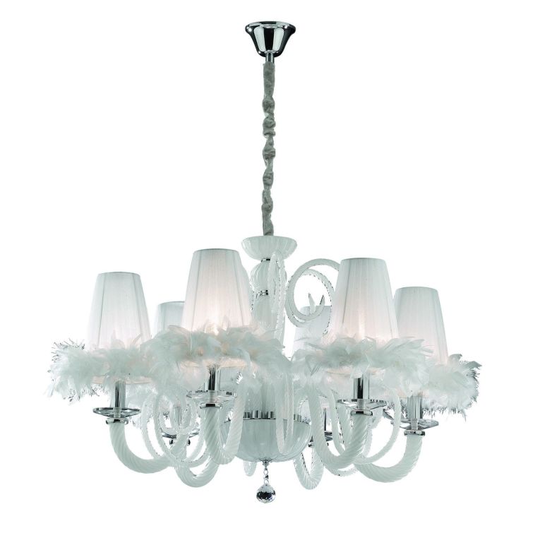 Lampada a Sospensione Bianco Materiale Struttura in Vetro, - Davagna