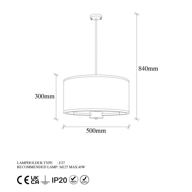 Lampada a Sospensione Bianco oro 942flg1371 Colore Struttura oro - Rovegno
