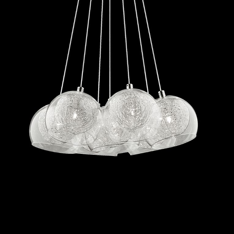 Lampada a sospensione, Lampadario, Luminare sospeso, Lampada a pendente, 38x38h33 cm, Cromo
