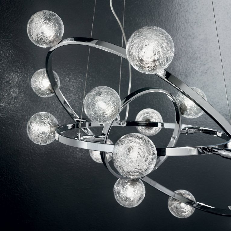 Lampada a sospensione, Lampadario, Luminare sospeso, Lampada a pendente, 61x61h36 cm, Cromo