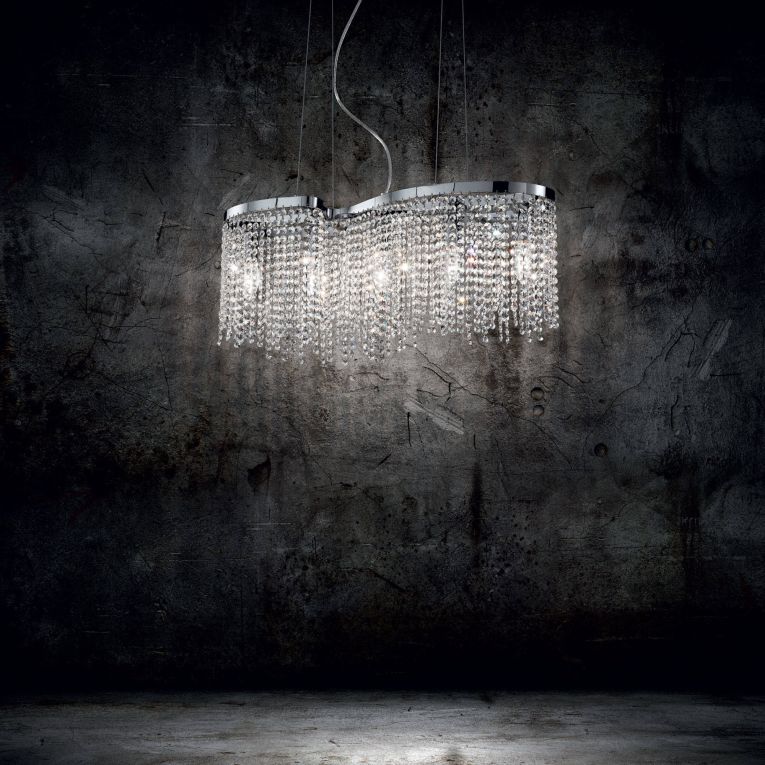 Lampada a sospensione, Lampadario, Luminare sospeso, Lampada a pendente, 65x19h40 cm, Cromo