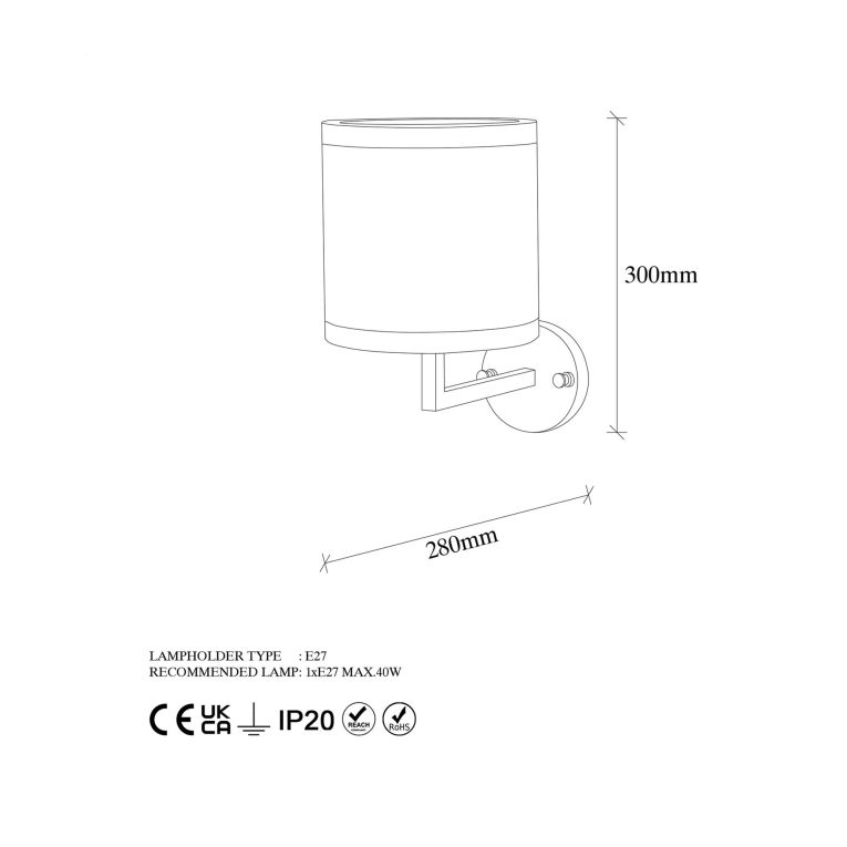 Lampada da Parete Beige oro Attacco e 27 max 40 w Indoor, Colore Struttura oro - Ferriere