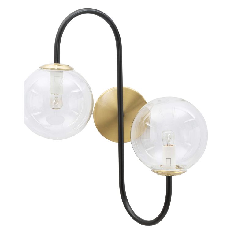 Lampada da Parete Nero oro Necessarie 2 Lampadine Attacco e14, Indoor - Buzios