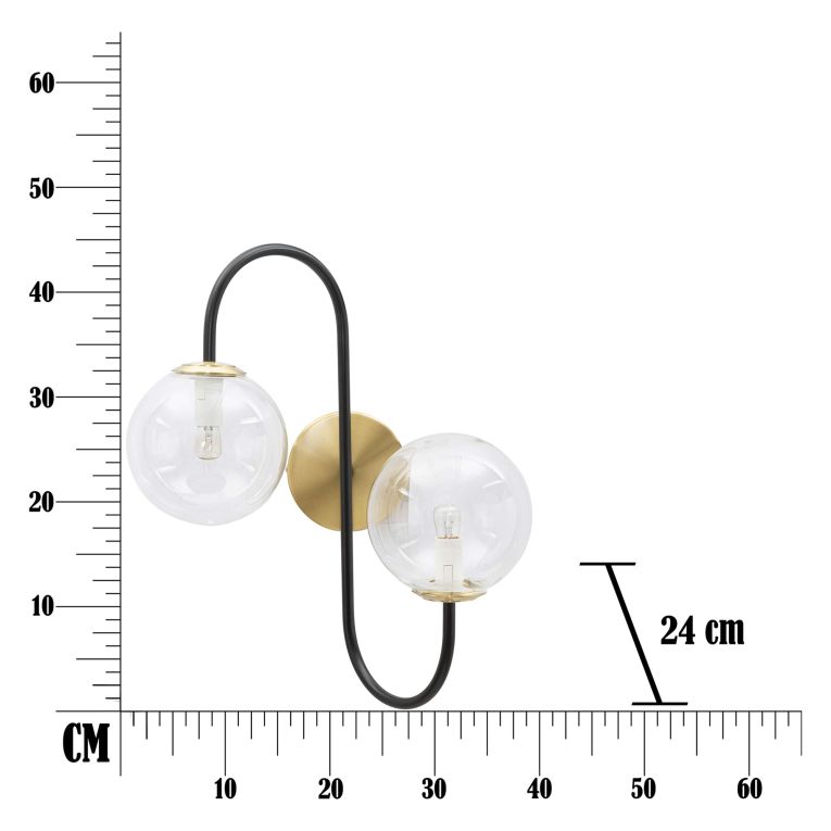 Lampada da Parete Nero oro Necessarie 2 Lampadine Attacco e14, Indoor - Buzios