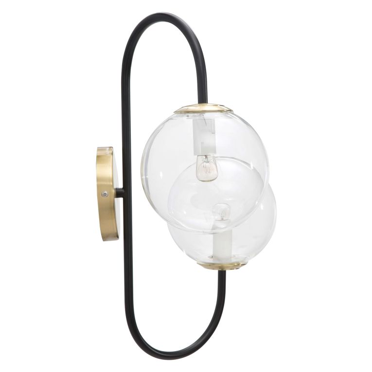 Lampada da Parete Nero oro Necessarie 2 Lampadine Attacco e14, Indoor - Buzios
