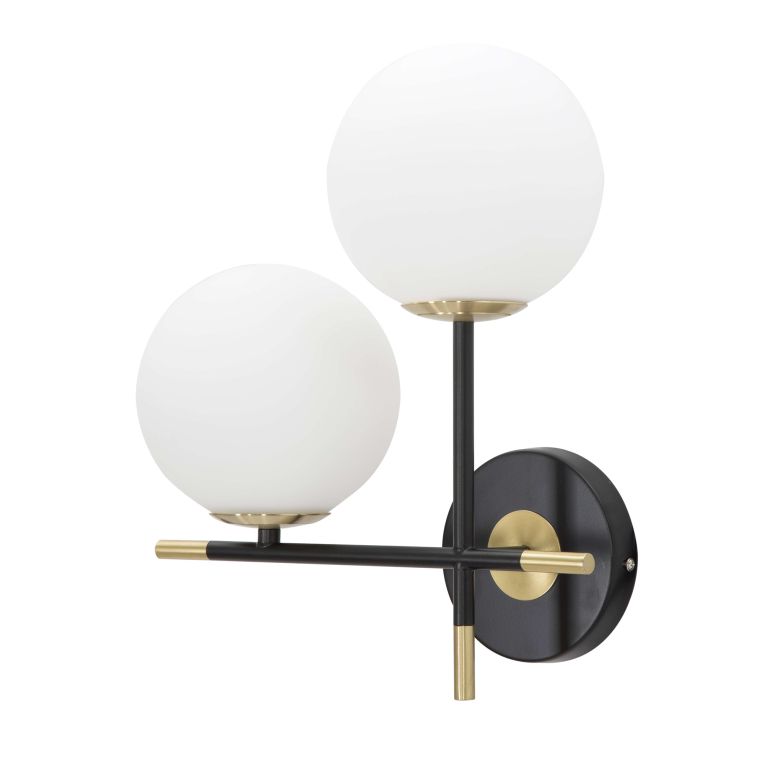 Lampada da Parete Nero oro Necessarie 2 Lampadine Attacco e14, Indoor - Valpar