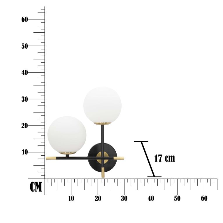 Lampada da Parete Nero oro Necessarie 2 Lampadine Attacco e14, Indoor - Valpar