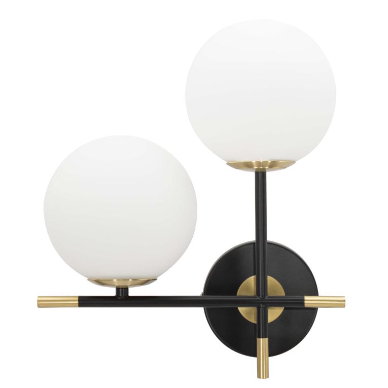 Lampada da Parete Nero oro Necessarie 2 Lampadine Attacco e14, Indoor - Valpar