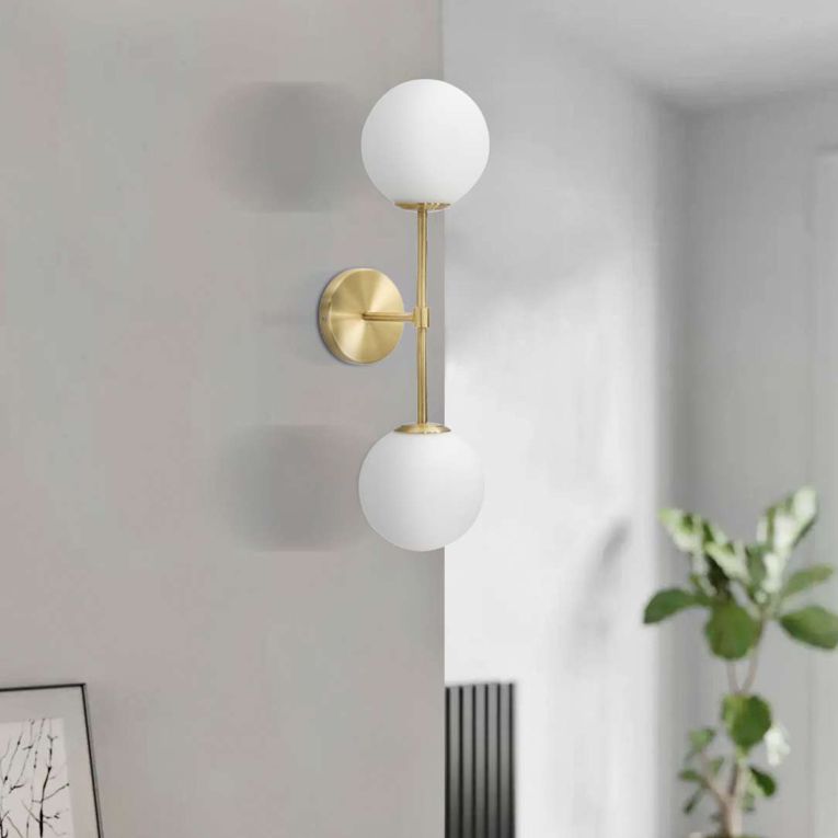 Lampada da Parete oro Bianco Necessarie 2 Lampadine Attacco e14, Indoor - Taroud