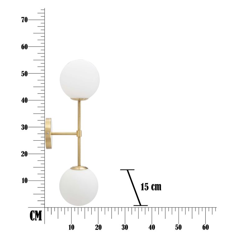 Lampada da Parete oro Bianco Necessarie 2 Lampadine Attacco e14, Indoor - Taroud