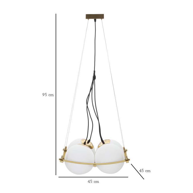 Lampada da Soffitto oro Bianco Necessarie 4 Lampadine Colore Struttura Bianco, Materiale Struttura in Vetro - Dariniti