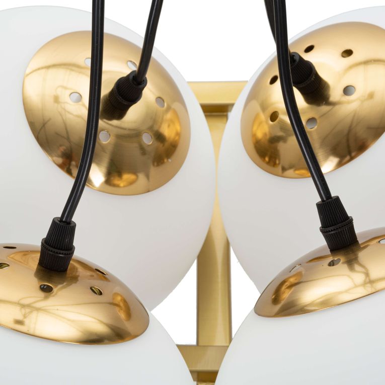 Lampada da Soffitto oro Bianco Necessarie 4 Lampadine Colore Struttura Bianco, Materiale Struttura in Vetro - Dariniti