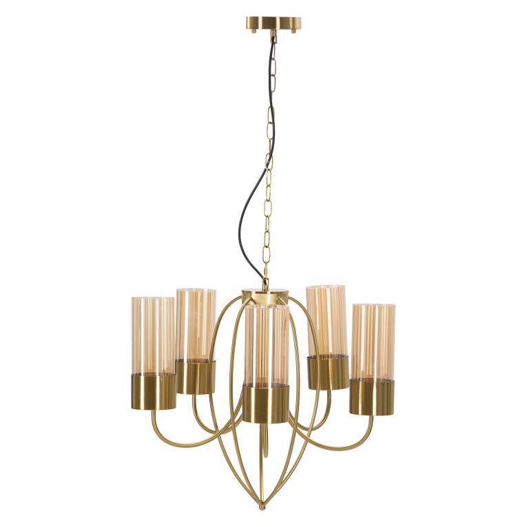 Lampada da Soffitto oro Necessarie 5 Lampadine Materiale Struttura in Vetro, - Famidame