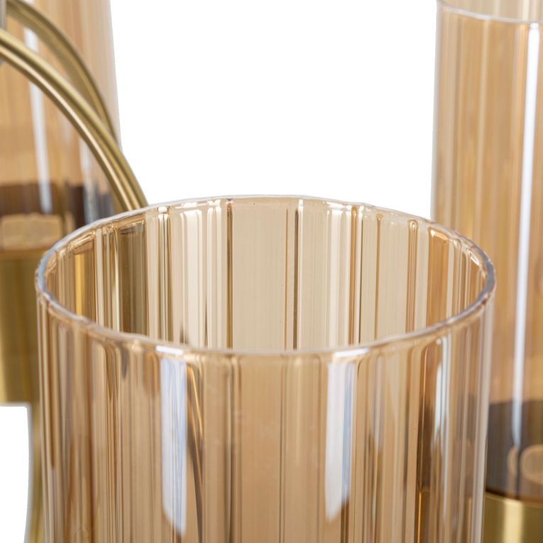 Lampada da Soffitto oro Necessarie 5 Lampadine Materiale Struttura in Vetro, - Famidame